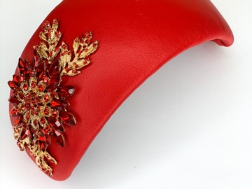 For Rent: Red leather bandeau with jewelled gold & red 