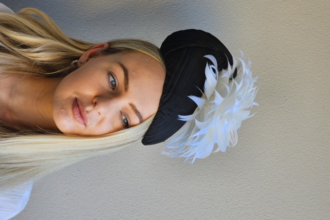 Item 83 - Black & White Feather Flower 