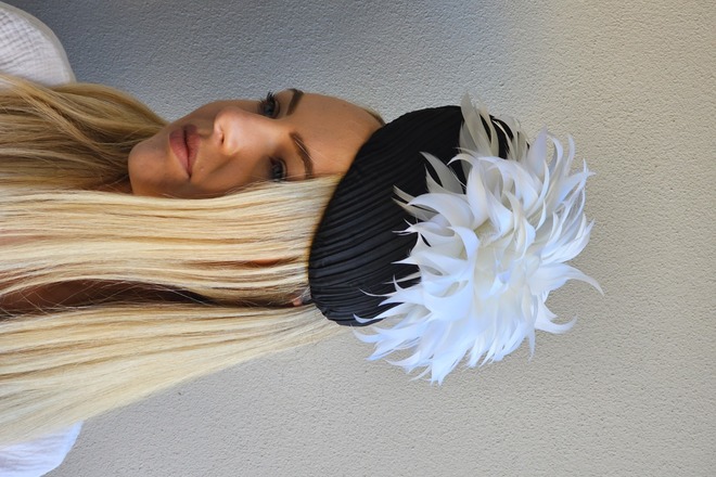 Item 83 - Black & White Feather Flower 
