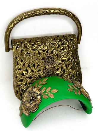Green and Gold Bandeau & bag set