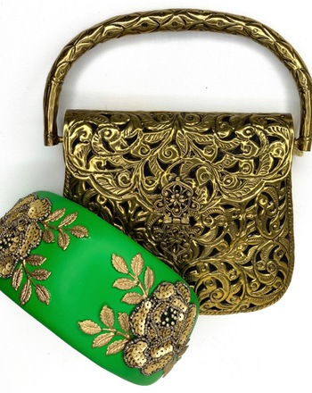 Green and Gold Bandeau & bag set