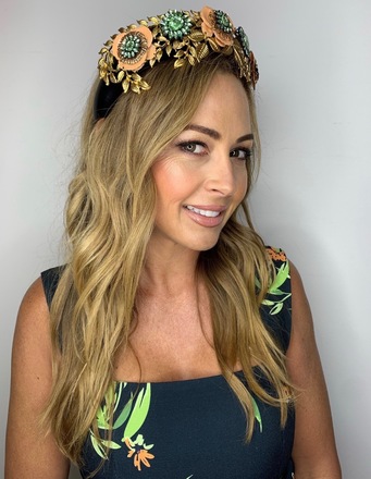 Black, Apricot, Green and Gold Headband with bag 