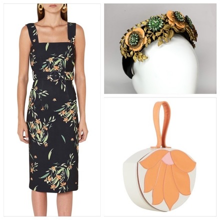 Black, Apricot, Green and Gold Headband with bag 
