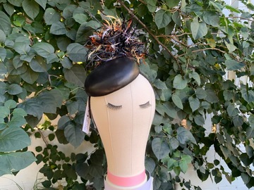 For Sale: Black leather Button Fascinator