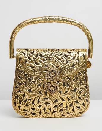 Yellow & Gold headband with gold metal bag