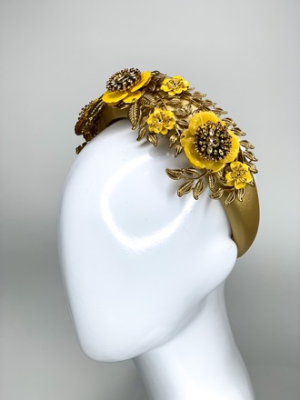 Yellow & Gold headband with gold metal bag
