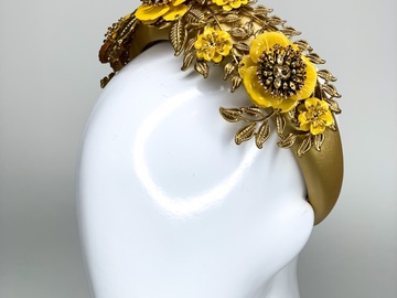 For Rent: Yellow & Gold headband with gold metal bag