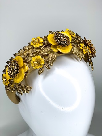 Yellow & Gold headband with gold metal bag