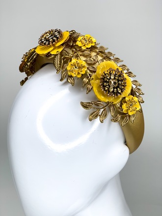 Yellow & Gold headband with gold metal bag