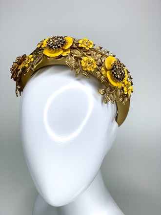 Yellow & Gold headband with gold metal bag