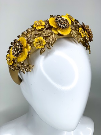 Yellow & Gold headband with gold metal bag