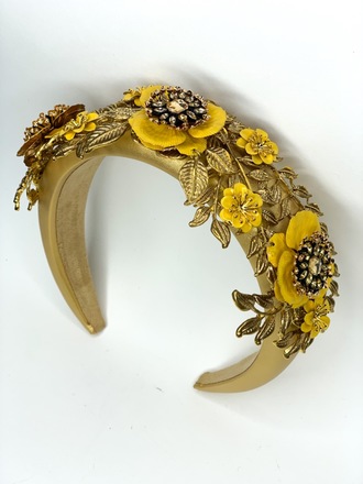 Yellow & Gold headband with gold metal bag