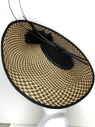 Black & Beige large saucer hat 