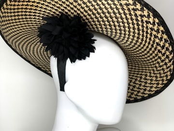 For Rent: Black & Beige large saucer hat 