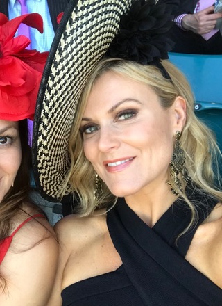 Black & Beige large saucer hat 