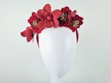 For Sale: GRETA - RED & GOLD FLORAL HEADBAND