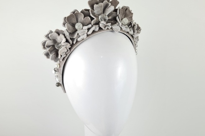 ELENA - GREY EMBELLISHED CROWN