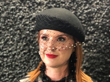 For Rent: Black Beret with Pearl veiling