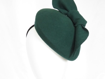 For Sale: Dark Green Wool Felt Mini Beret