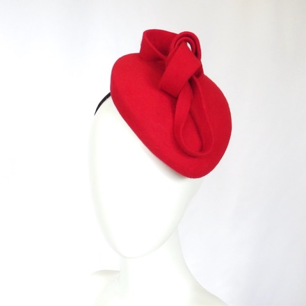 Bright Red Wool Felt Mini Beret