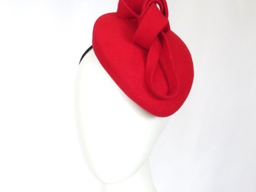 For Sale: Bright Red Wool Felt Mini Beret