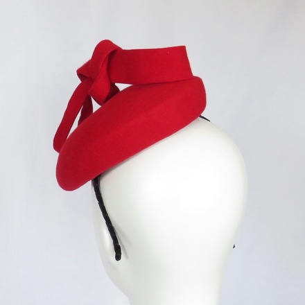Bright Red Wool Felt Mini Beret