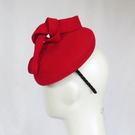 Bright Red Wool Felt Mini Beret