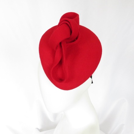 Bright Red Wool Felt Mini Beret