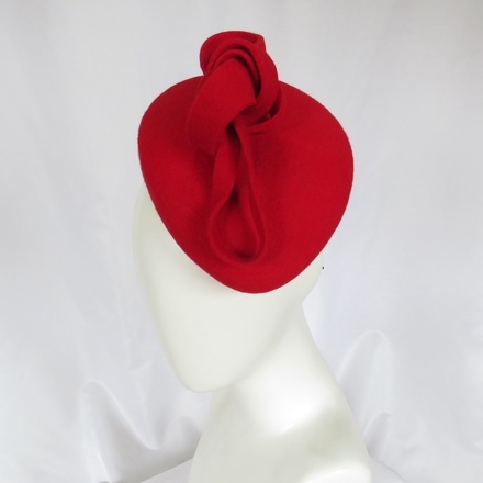 Bright Red Wool Felt Mini Beret