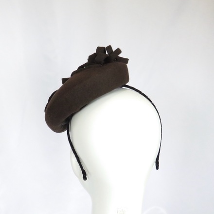 Chocolate Brown Wool Felt Mini Beret