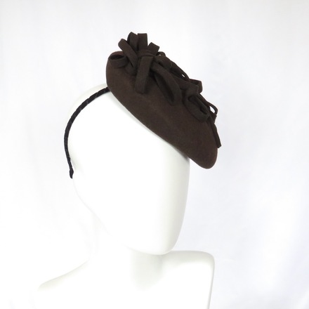 Chocolate Brown Wool Felt Mini Beret