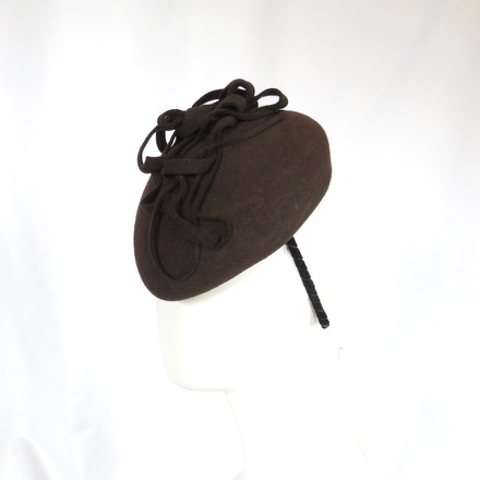 Chocolate Brown Wool Felt Mini Beret