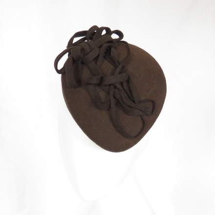 Chocolate Brown Wool Felt Mini Beret