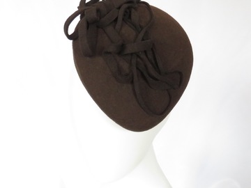 For Sale: Chocolate Brown Wool Felt Mini Beret