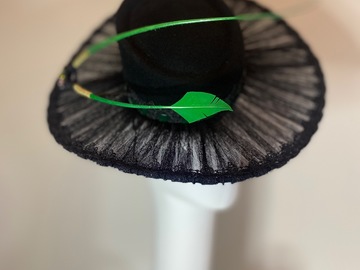 For Sale: Black wool felt with vintage ribbon and veil