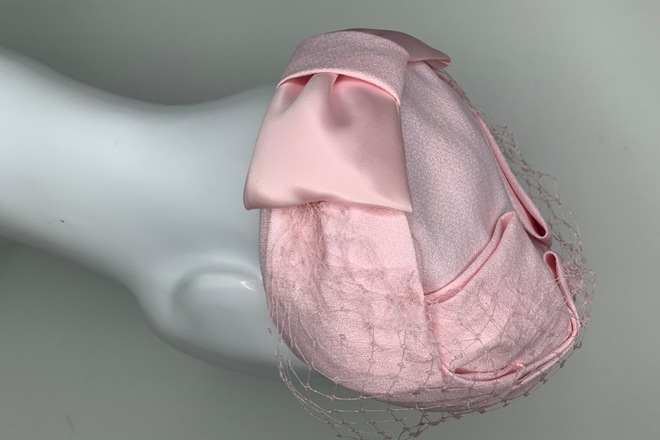 Vintage baby pink turban pillbox hat