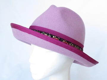 For Sale: Dusty Lilac/Mauve and Pink Funky Felt Fedora