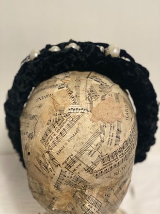 Black velvet Headband with pearl beading 