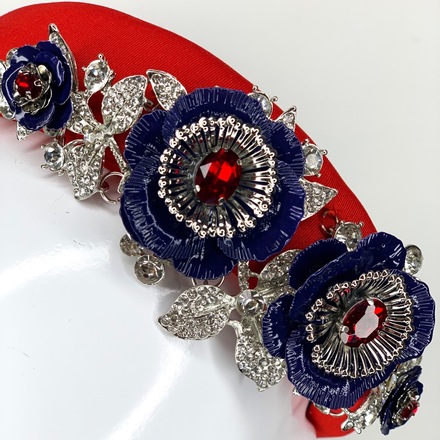 Red Navy & Silver Headband & bag set 