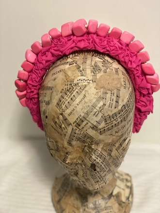 Candy pink headband with matching beads