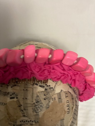 Candy pink headband with matching beads