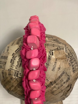 Candy pink headband with matching beads