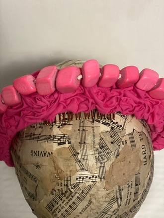 Candy pink headband with matching beads