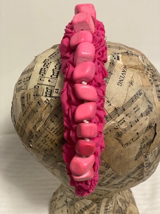 Candy pink headband with matching beads