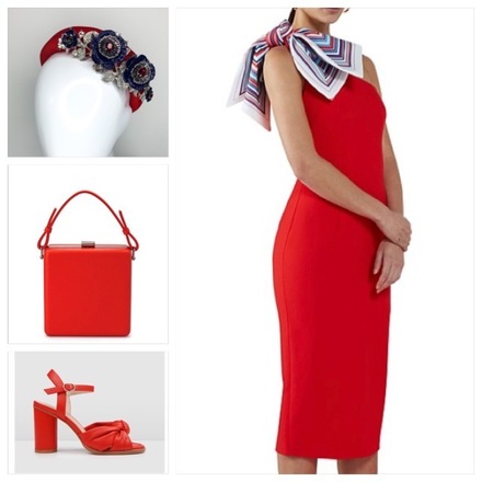 Red Navy & Silver Headband & bag set 