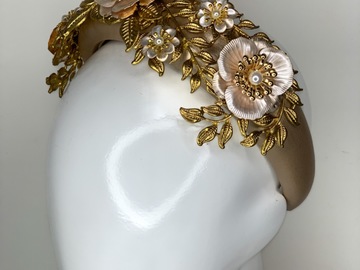 For Sale: Impromptu Princess Headband in Pearlescent cream & Gold 