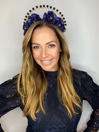 Halo & Rose Navy, Gold & Black halo headband 