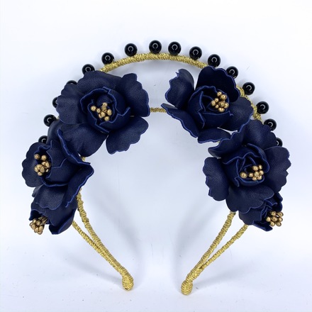 Halo & Rose Navy, Gold & Black halo headband 
