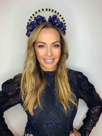 Halo & Rose Navy, Gold & Black halo headband 