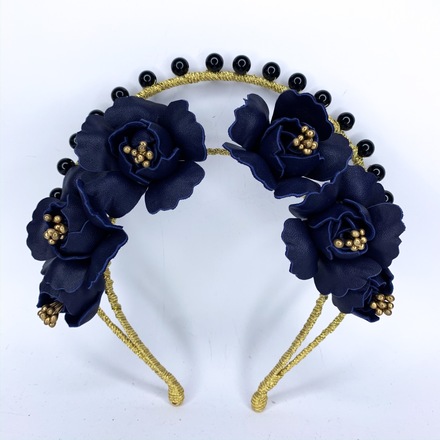 Halo & Rose Navy, Gold & Black halo headband 